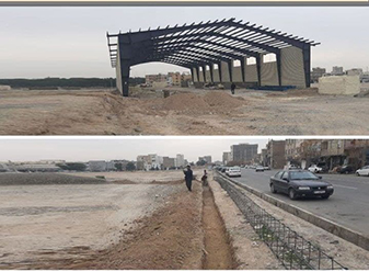 دیوار محوطه سوله ورزشی صیاد شیرازی آرماتور بندی شد